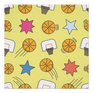 Fun basketball pattern poster