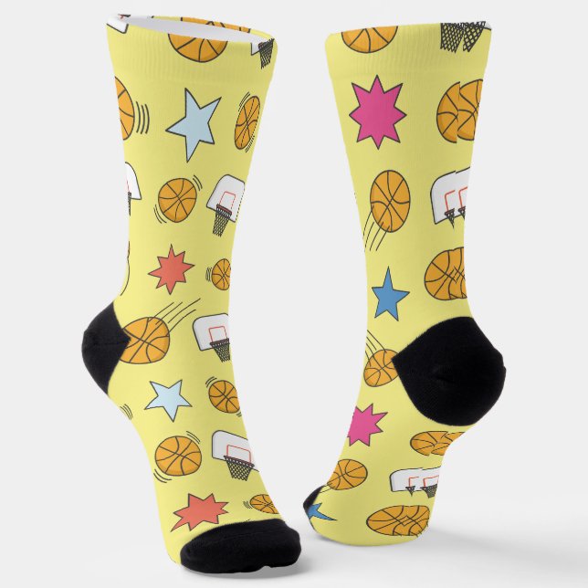 Fun basketball pattern socks (Angled)