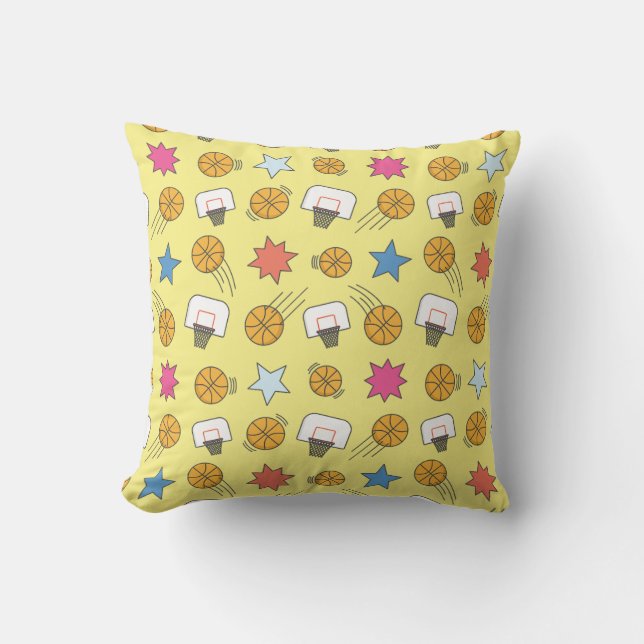Fun basketball pattern throw pillow (Front)