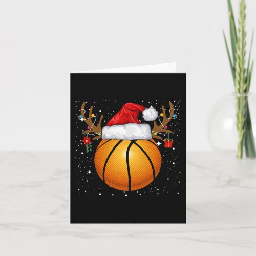 Fun Basketball Reindeer Santa Hat Christmas Holida Card