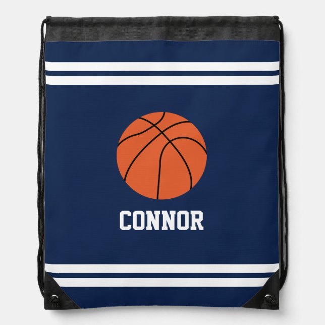 Fun Basketball Themed Customized Drawstring Bag (Front)