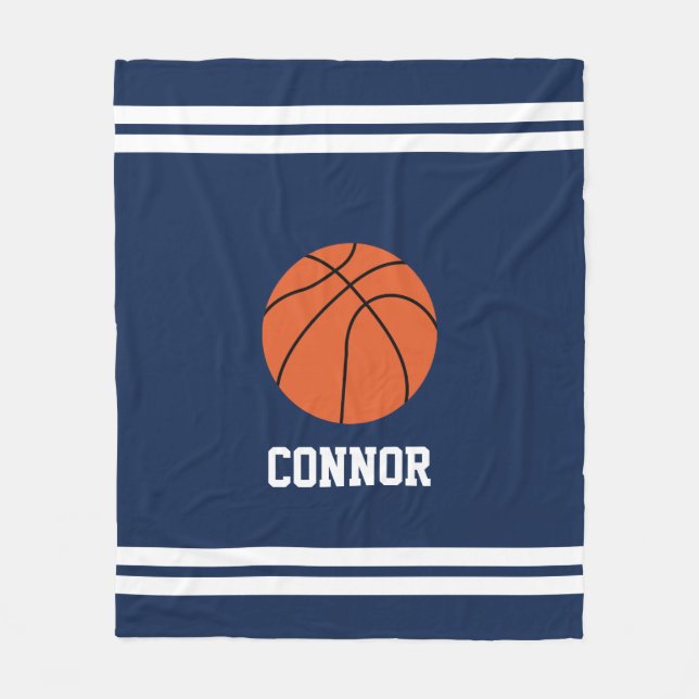Fun Basketball Themed Customized Fleece Blanket (Front)