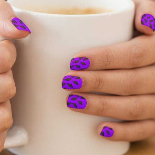 Fun Bat Pattern on Purple Minx Nail Art (Creator Uploaded)