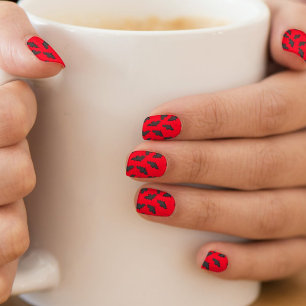 Fun Bat Pattern on Red Minx Nail Art