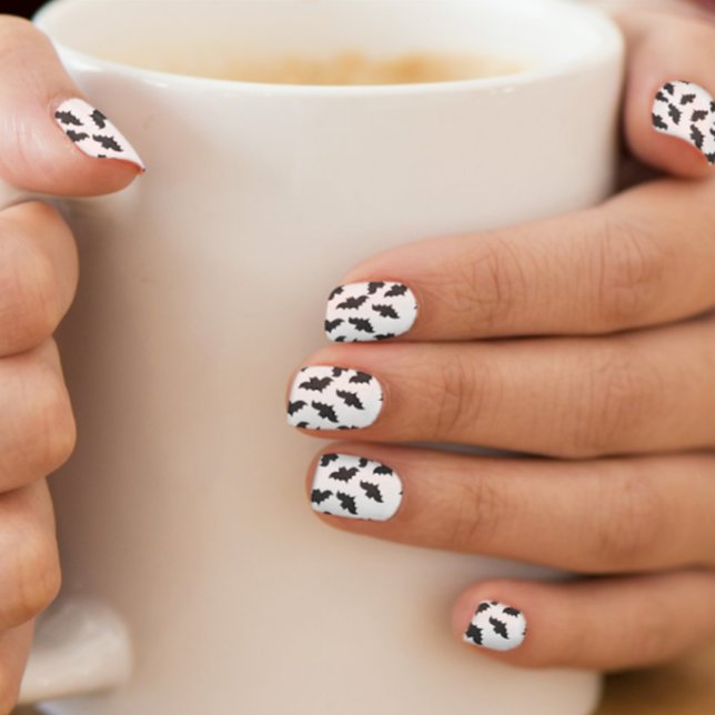 Fun Bat Pattern on White Minx Nail Art (Creator Uploaded)