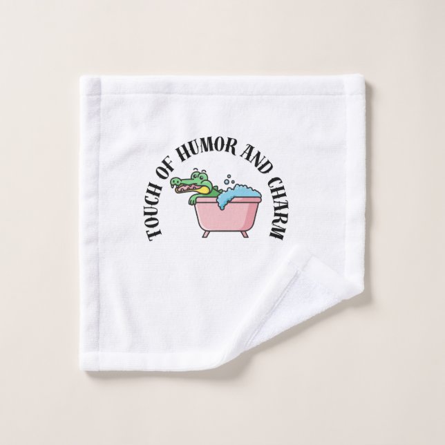 Fun Bathing Crocodile Quote Bathroom Towel (Wash Cloth)