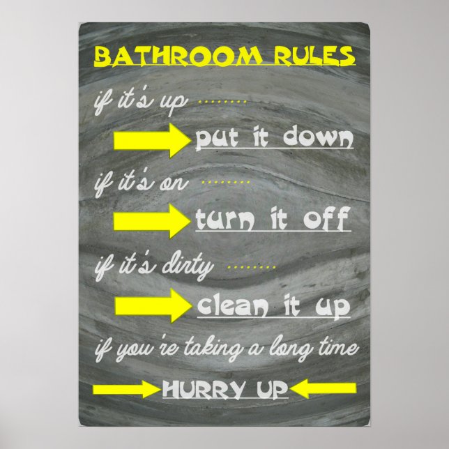 Fun Bathroom Rules Poster (Front)