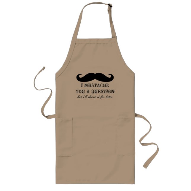 Fun BBQ apron for men | I mustache you a question (Front)
