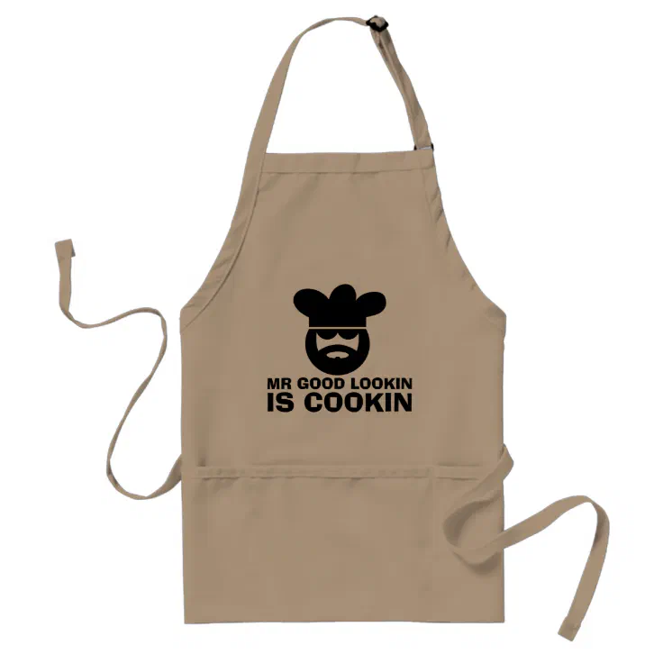 Fun BBQ apron for men | Mr good lookin is cookin | Zazzle