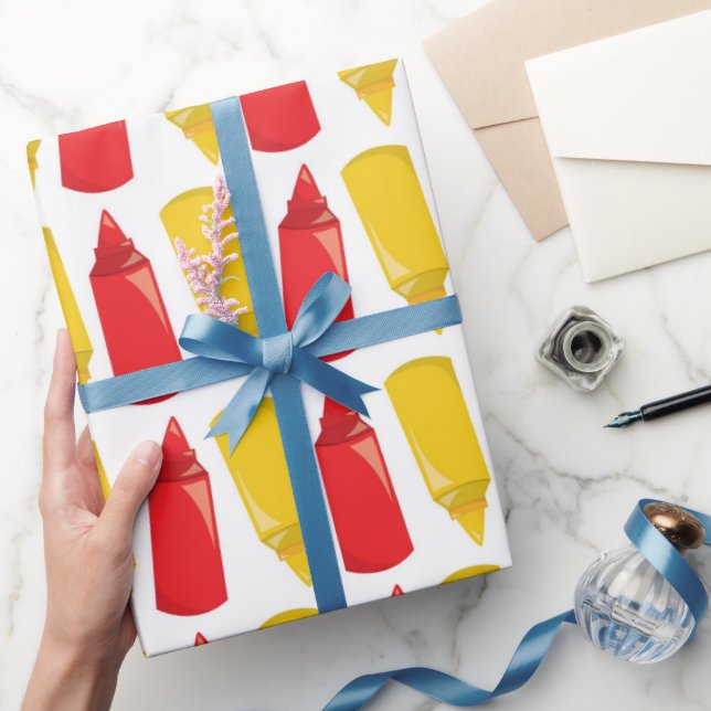 Fun BBQ Ketchup Mustard party wrapping paper (Gifting)