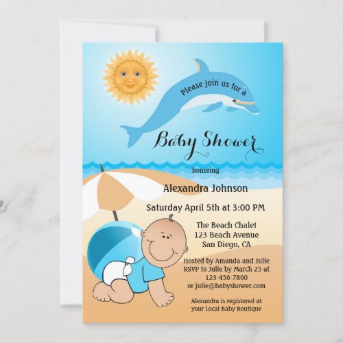 Fun Beach Baby Shower Invitation