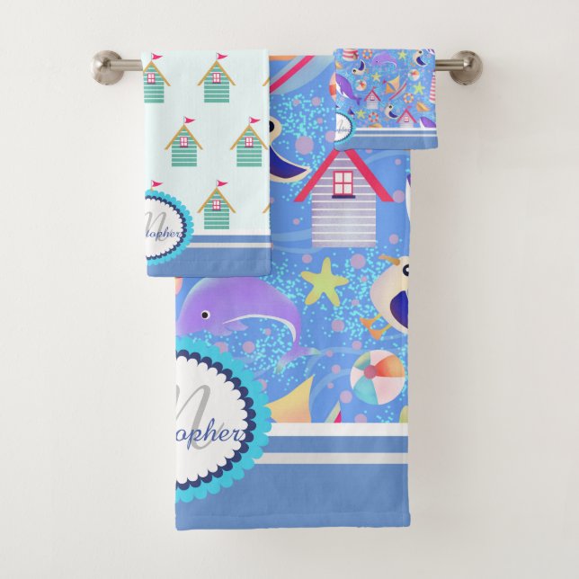 Fun Beach Blue Bath Towel Set (Insitu)