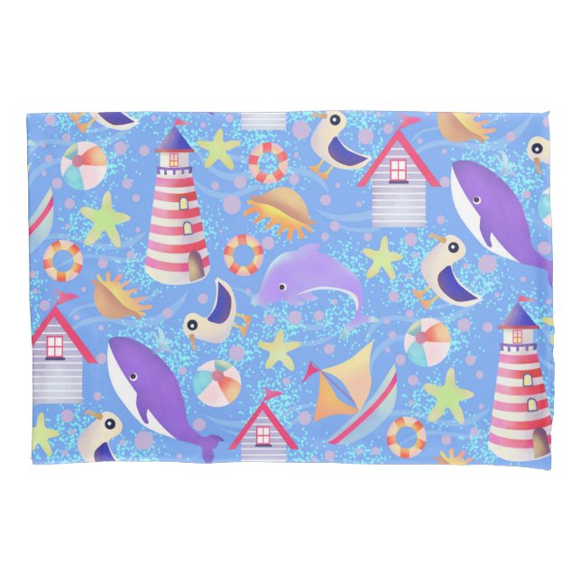 Fun Beach Blue Pillow Case (Front)