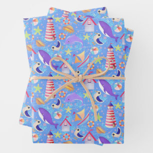 Fun Beach Blue Wrapping Paper