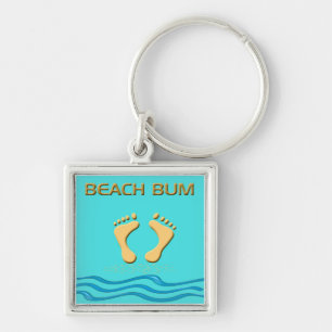Fun Beach Bum with Feet in the Sand Key Chain