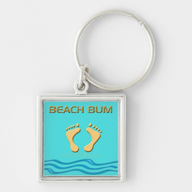 Fun Beach Bum with Feet in the Sand  Key Chain (Front)