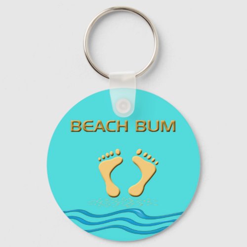 Fun Beach Bum with Feet in the Sand  Key Chain