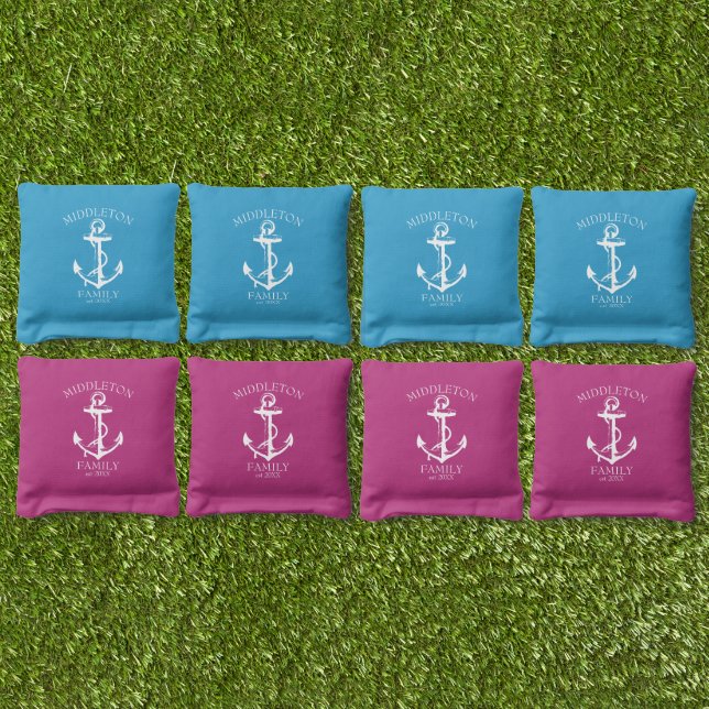 Fun Beach Design with Anchor  Cornhole Bags (Set)