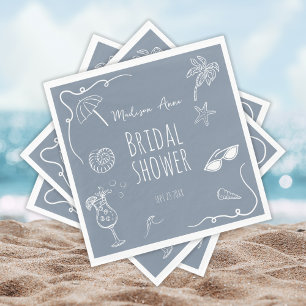 Fun Beach Doodle Illustrations Bridal Shower Napkins