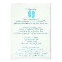 Fun Beach Flip Flops Blue Wedding Intinerary Card