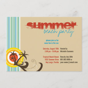Fun Beach Holiday Palm Trees Summer Party Invite