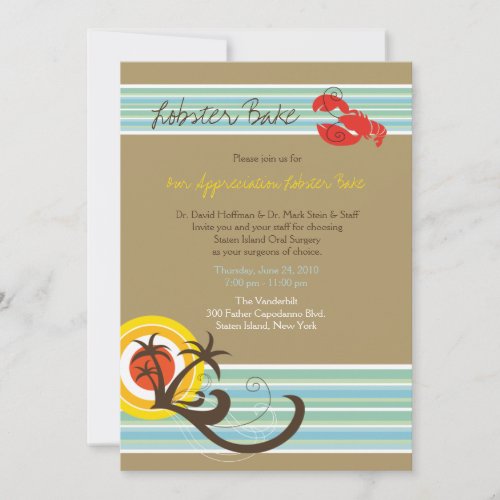 Fun Beach Holiday Summer Lobster Bake Party Invite