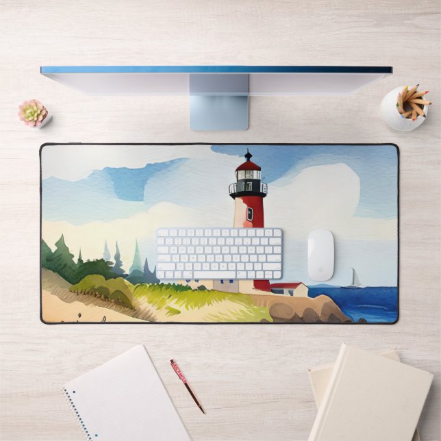 Fun beach lighthouse lovers desk mat (Office 1)