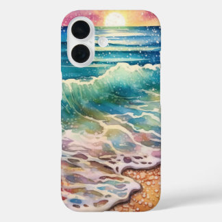 Fun beach lovers scene iPhone 16 case