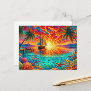 Fun beach lovers ship postcard