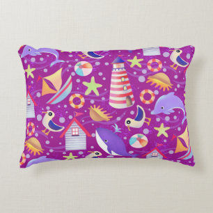 Fun Beach Magenta Accent Pillow