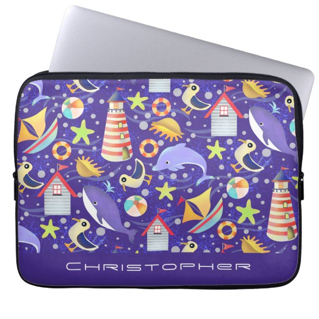 Fun Beach Navy Electronics Bag (Front)