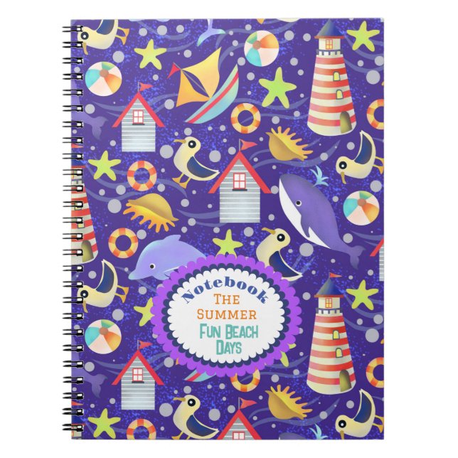 Fun Beach Navy Notebook (Front)