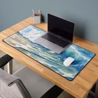 Fun beach ocean waves desk mat