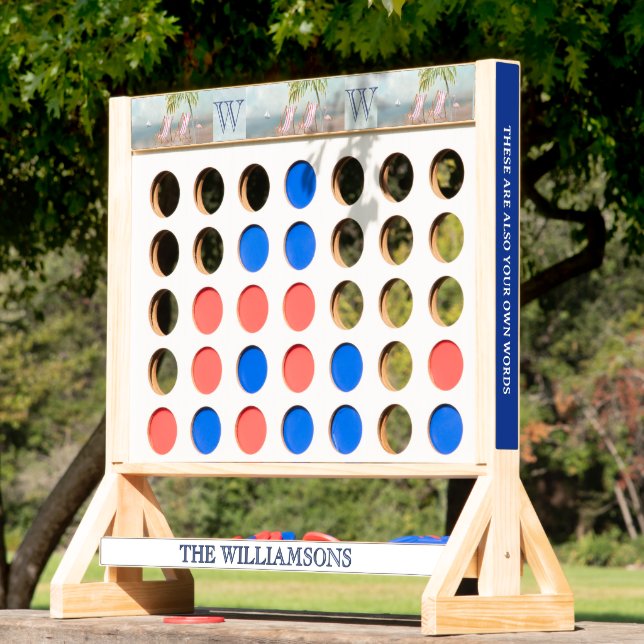 Fun Beach Palm Flamingo Family & Friends Custom  Fast Four (Lawn)