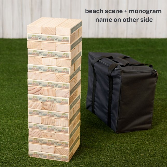 Fun Beach Palm Flamingo Family & Friends Custom  Topple Tower (Creator Uploaded)