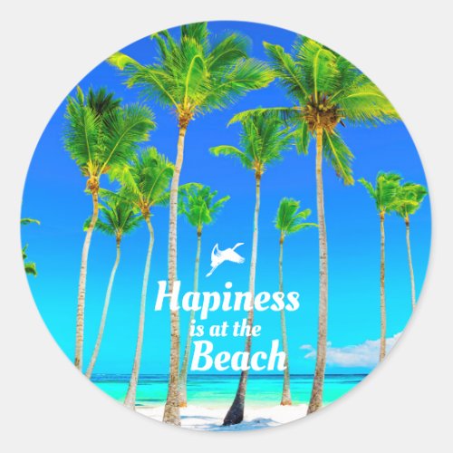 Fun Beach Quote Classic Round Sticker