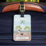 Fun Beach Scene Glam Palm Tree Monogram Name Luggage Tag<br><div class="desc">Fun Beach Scene Glam Palm Tree Monogram Name.  Enjoy and it would make a really fun and unique gift. If you have any design questions or require assistance,  please send a chat or an email to: charmdesignstudio@rcn.com</div>