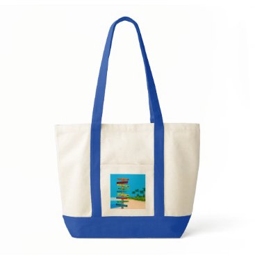 FUN BEACH SIGN POST AT THE BEACH TOTE BAG FUN BEACH SIGN POST AT THE BEACH TOTE BAG