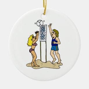 Fun Beach Volleyball Ceramic Ornament