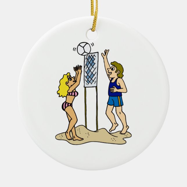 Fun Beach Volleyball Ceramic Ornament (Front)