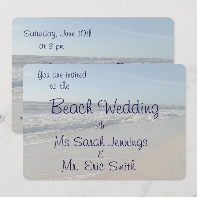 Fun Beach Wedding Invitation (Front/Back)