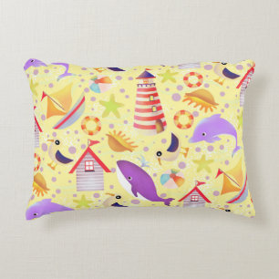 Fun Beach Yellow Accent Pillow