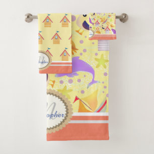 Fun Beach Yellow Bath Towel Set