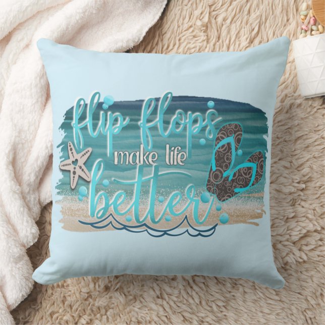 Fun Beachy Decor Throw Pillow (Blanket)