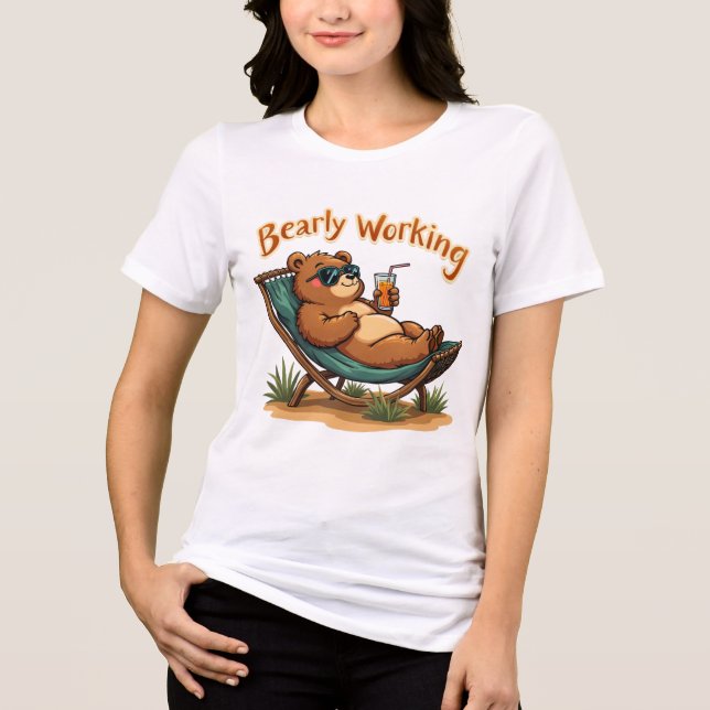Fun Bear Beach Juice T-Shirt - Vibrant Tropical Gr Tri-Blend Shirt (Front)