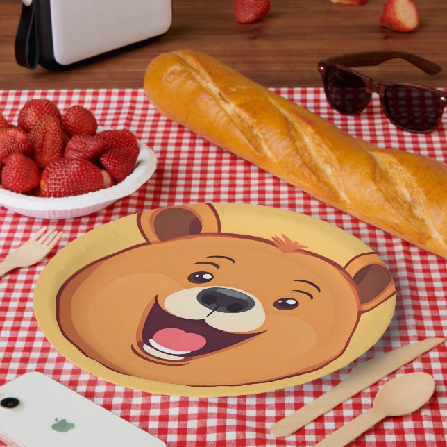 Fun Bear Face safari Wild jungle Birthday Party Paper Plates (Picnic)