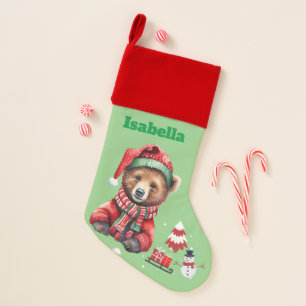 Fun BEAR  Santa animal snowman Sled Xmas tree Christmas Stocking