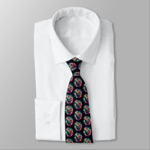 Fun Bearded Dragons in Space Black Neck Tie