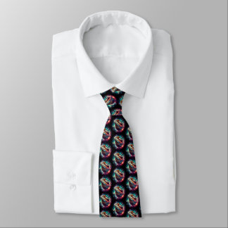 Fun Bearded Dragons in Space Black Neck Tie