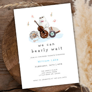 Fun Bearly Wait Musician Polar Bear Baby Shower Invitation